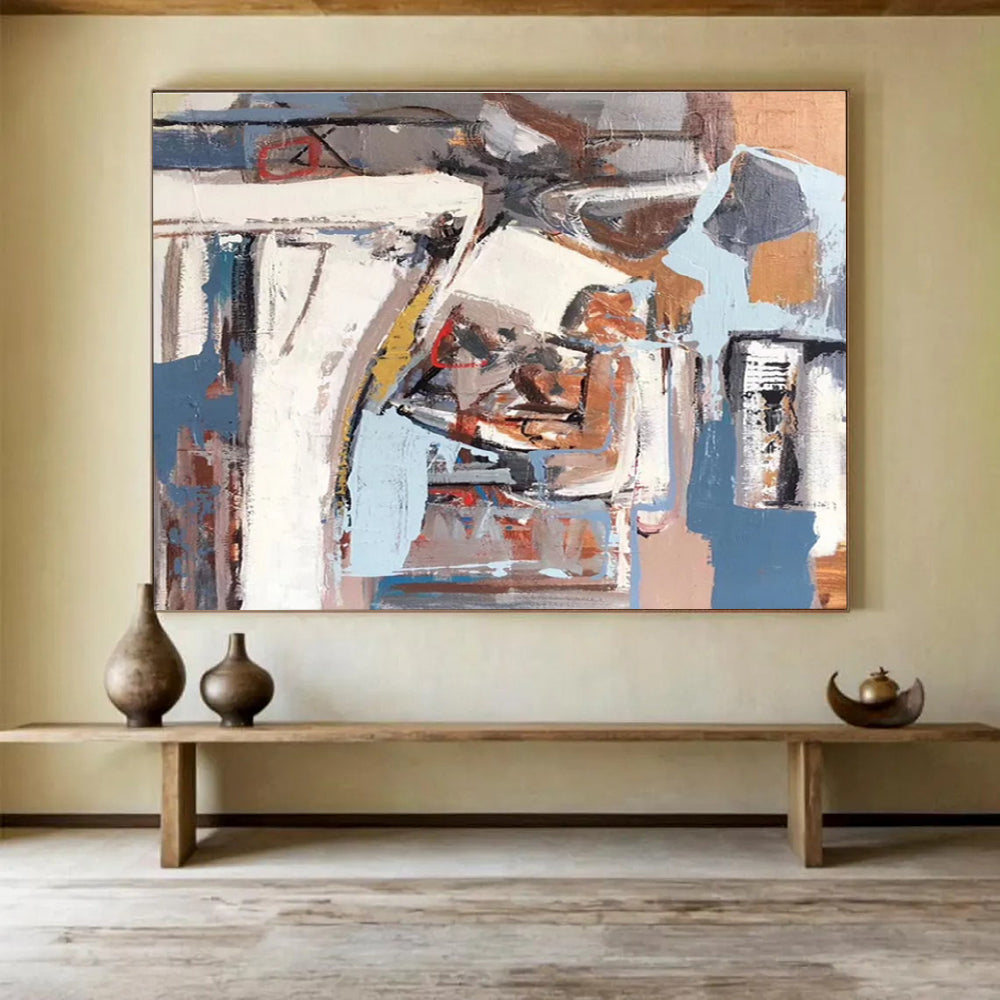 Abstract Coastal Geometry Modern Seascape Painting for Contemporary Spaces YHT025