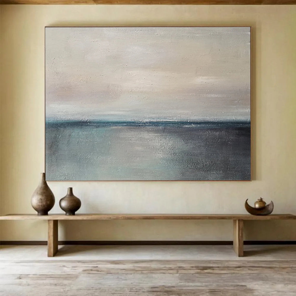 Minimalist Sea Horizon Serene Abstract Painting for Minimalist Homes YHT027