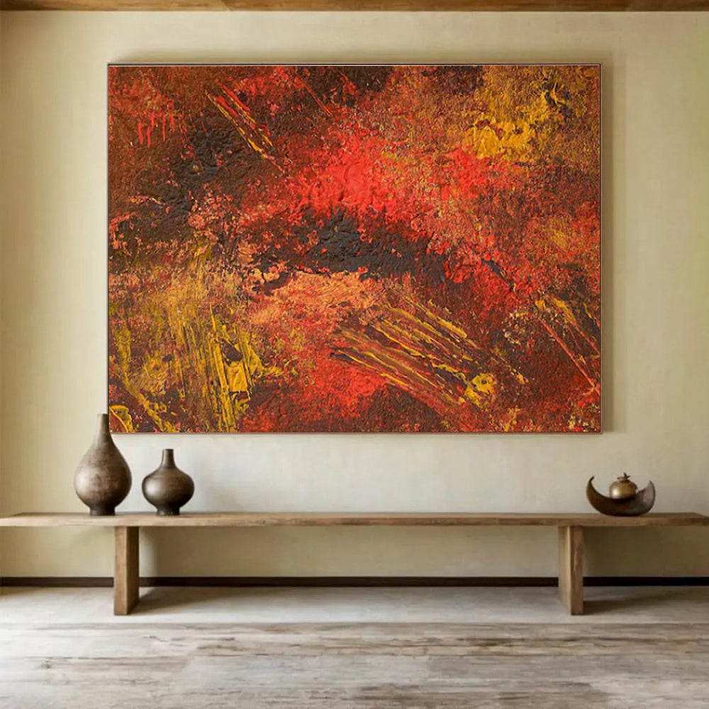 Warm Tones Abstract Textures Painting for Cozy Dining Areas YHT332