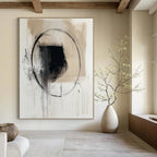 Black and Beige Abstract Painting for Minimalist Interiors GAB0721