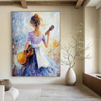 Guitar Girl Impressionistic Abstract Painting for Musical Spaces GAB1419