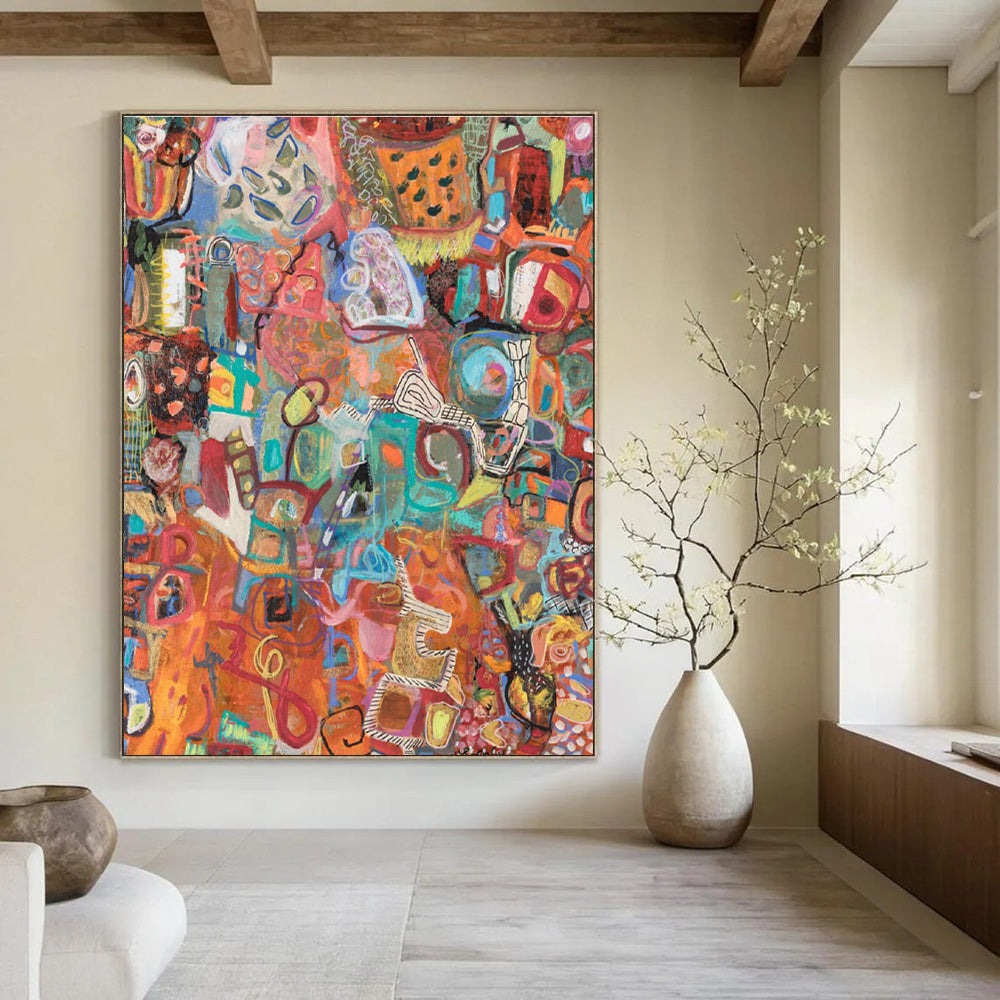 Vibrant Colorful Abstract Mosaic Painting for Lively Interiors HENG291