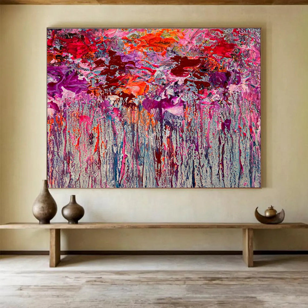 Pink and Purple Dripping Abstract Painting for Trendy Beauty Salons YHT351