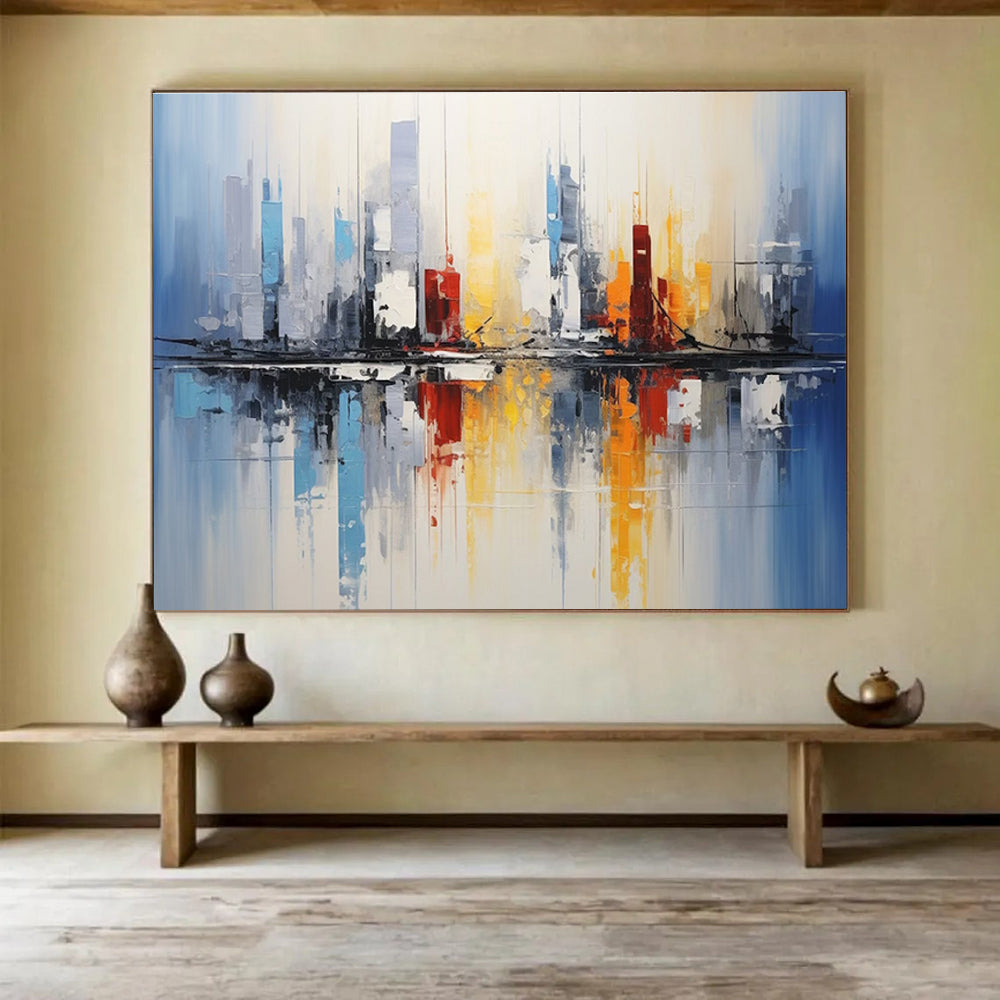 City Reflection Abstract Painting for Modern Office Spaces YHT170