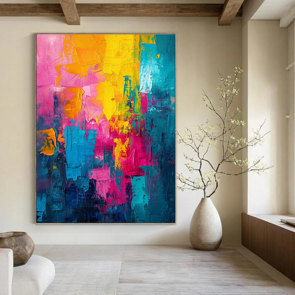 Vivid Color Block Abstract Painting for Modern Living Rooms HENG060