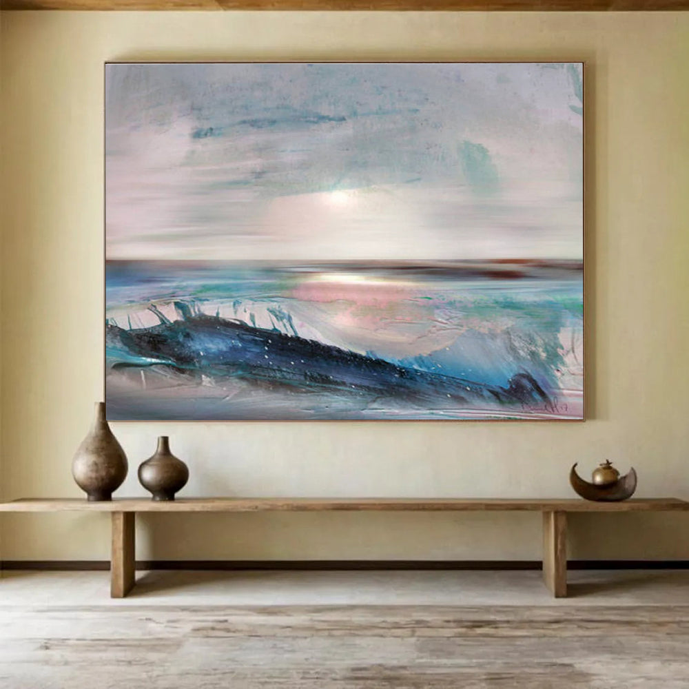 Serene Sea Abstract Painting for Coastal Retreats YHT148