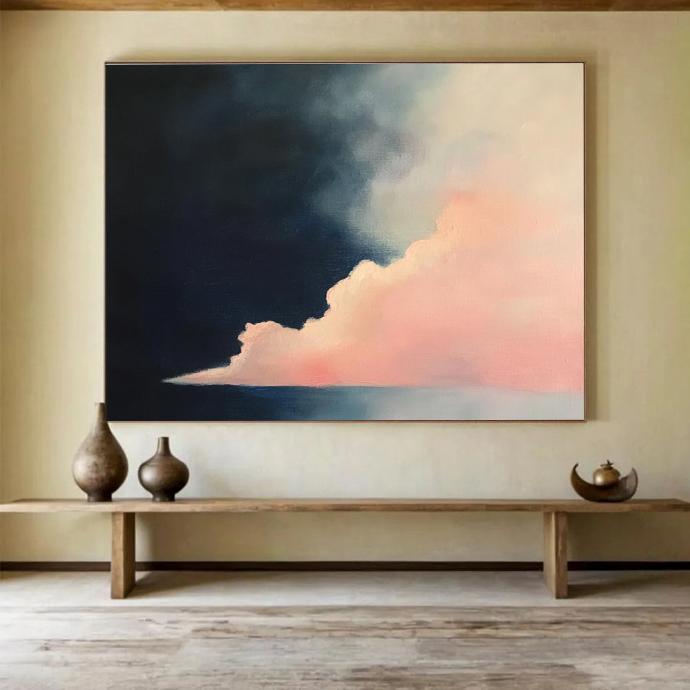 Dramatic Sky with Pink Cloud Painting with Bold Color Contrast ABS566