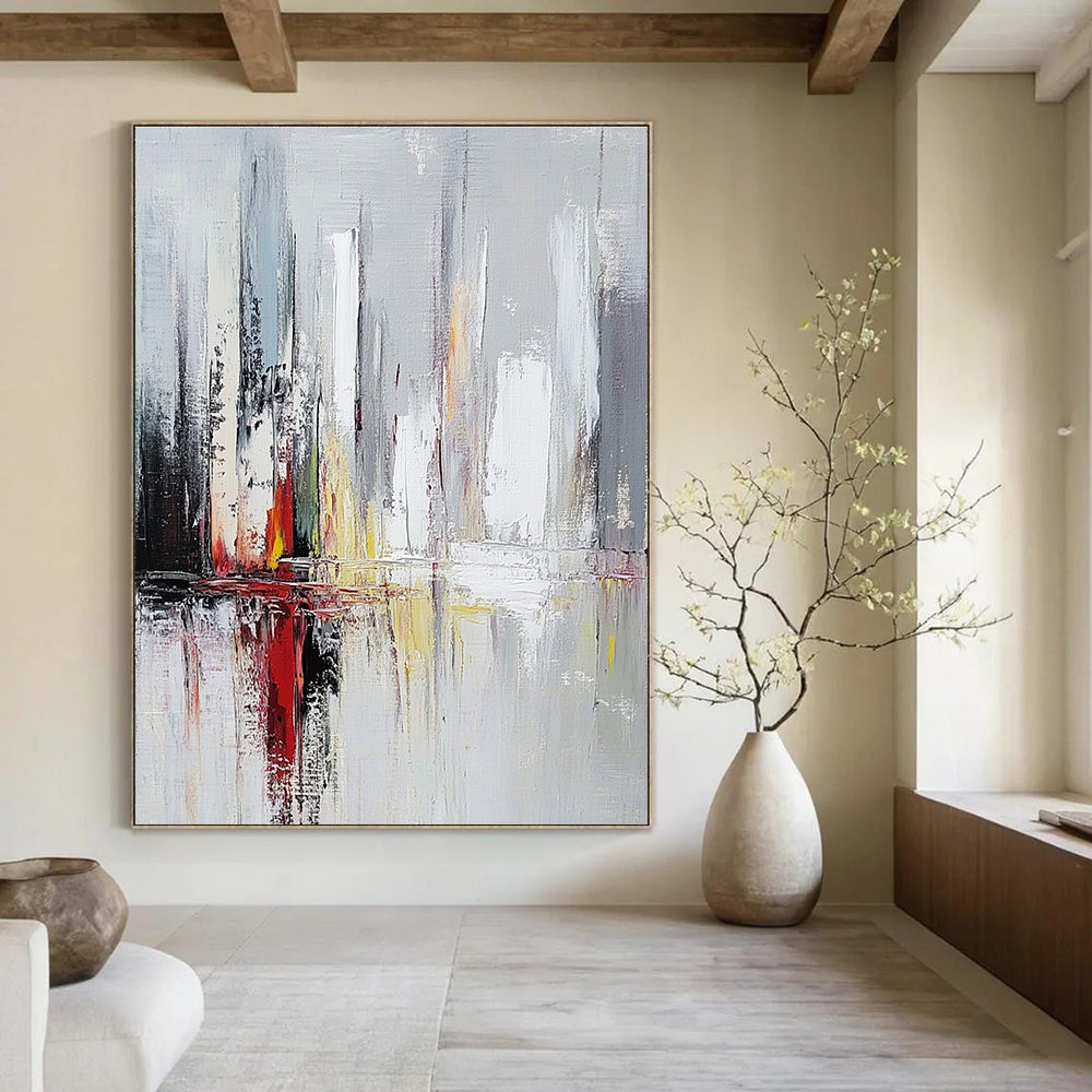 Subtle City Reflections - Muted Urban Abstract Painting GAB0575