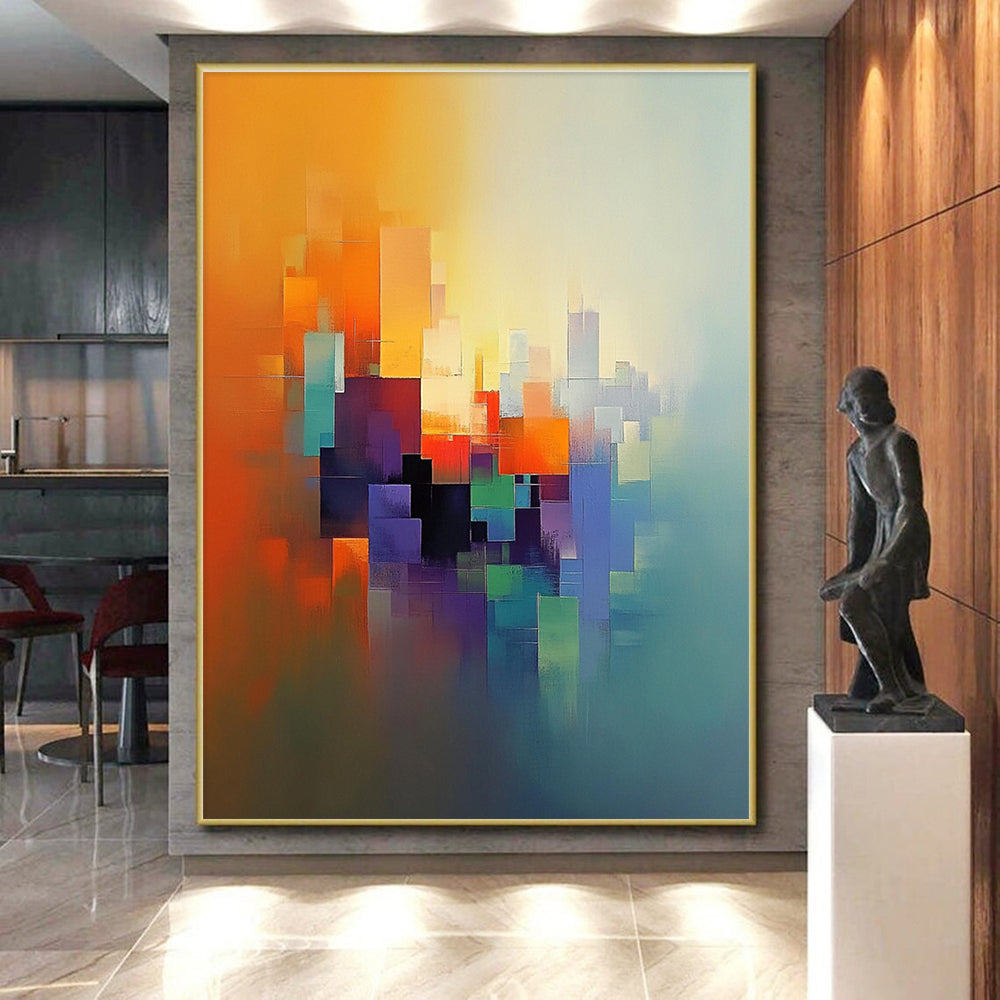 Bright Color Blocks Abstract Painting with Lively Creativity WINK186
