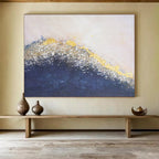 Golden Sparkle Wave Abstract Painting for Elegant Living Rooms YHT270