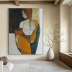 Stylized Figure with Bowl Abstract Painting for Cultural Vibes GAB0718