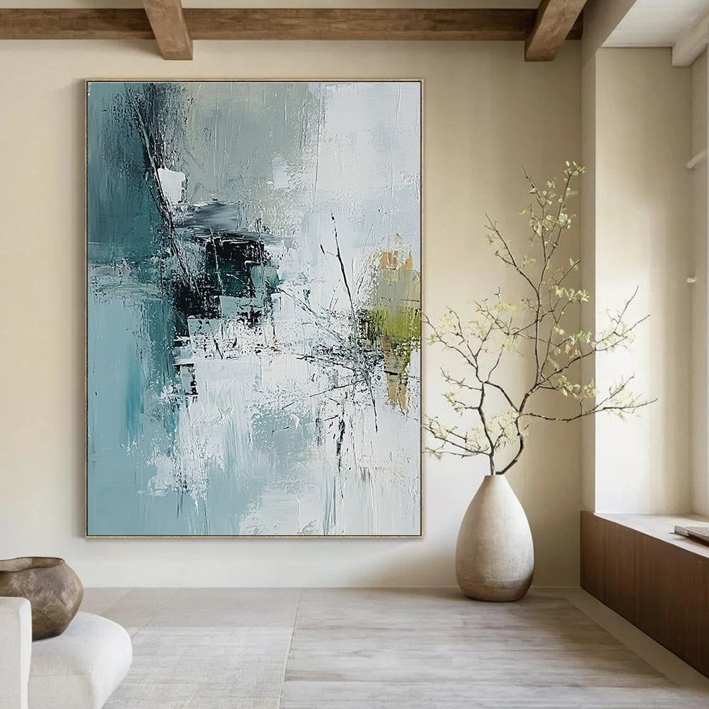 Blue and Gray Abstract Painting for Modern - Styled Offices GAB1057