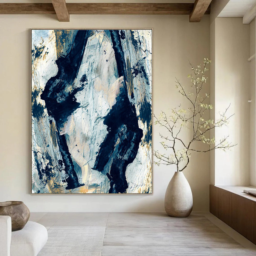 Bold Blue - White Abstract Painting for Modern Corporate Offices HENG172