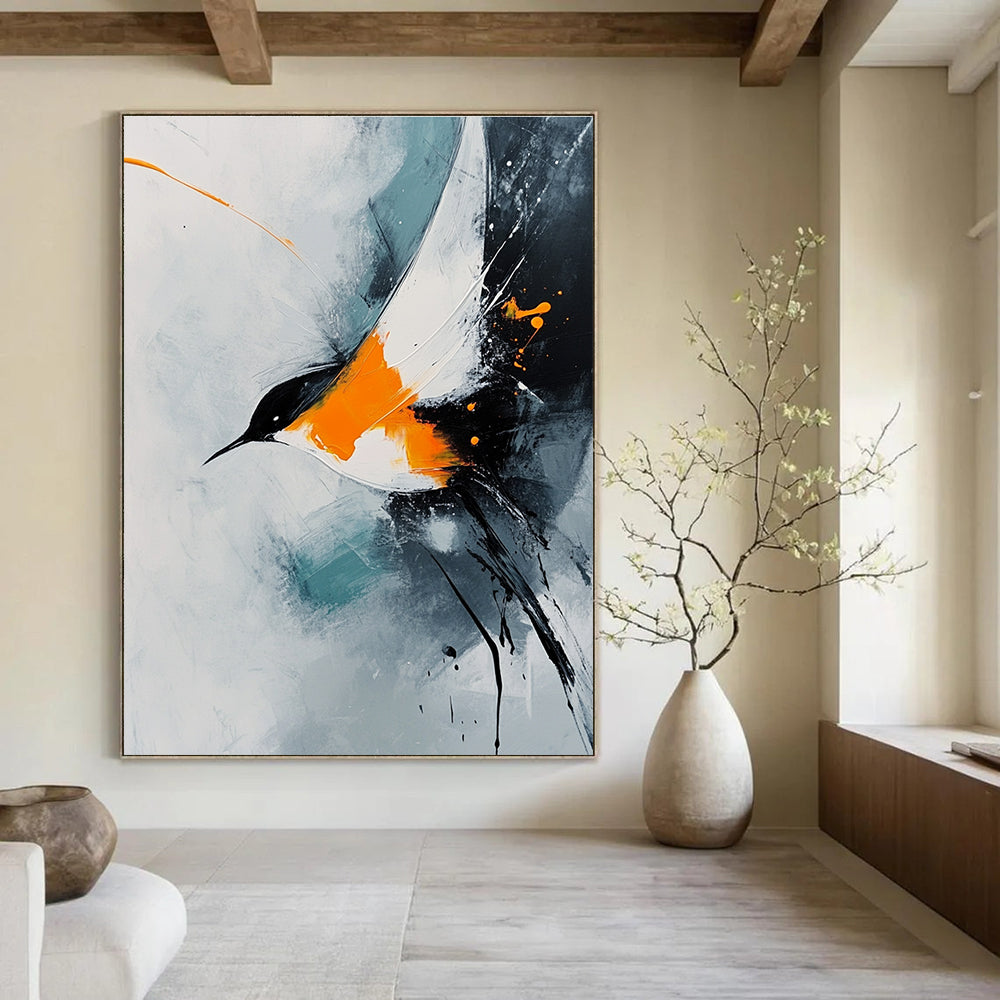 Abstract Bird in Flight Painting for Nature - Inspired Bedrooms GAB1132