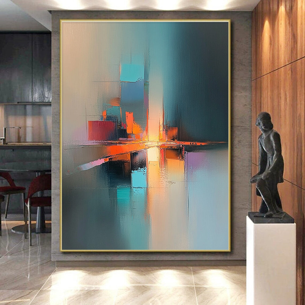 Colorful Cityscape Abstraction Painting with Vibrant Urban Energy WINK185