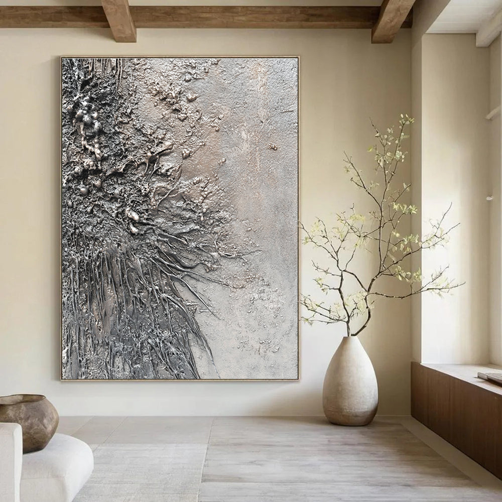 Textured Gray Roots Abstract Painting GAB0309