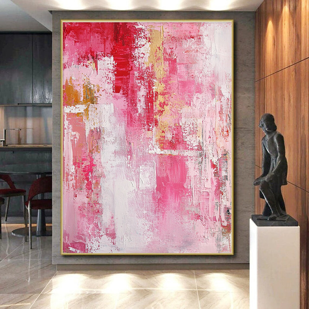 Pink Red Gold Abstract Painting with Feminine Opulence WINK546