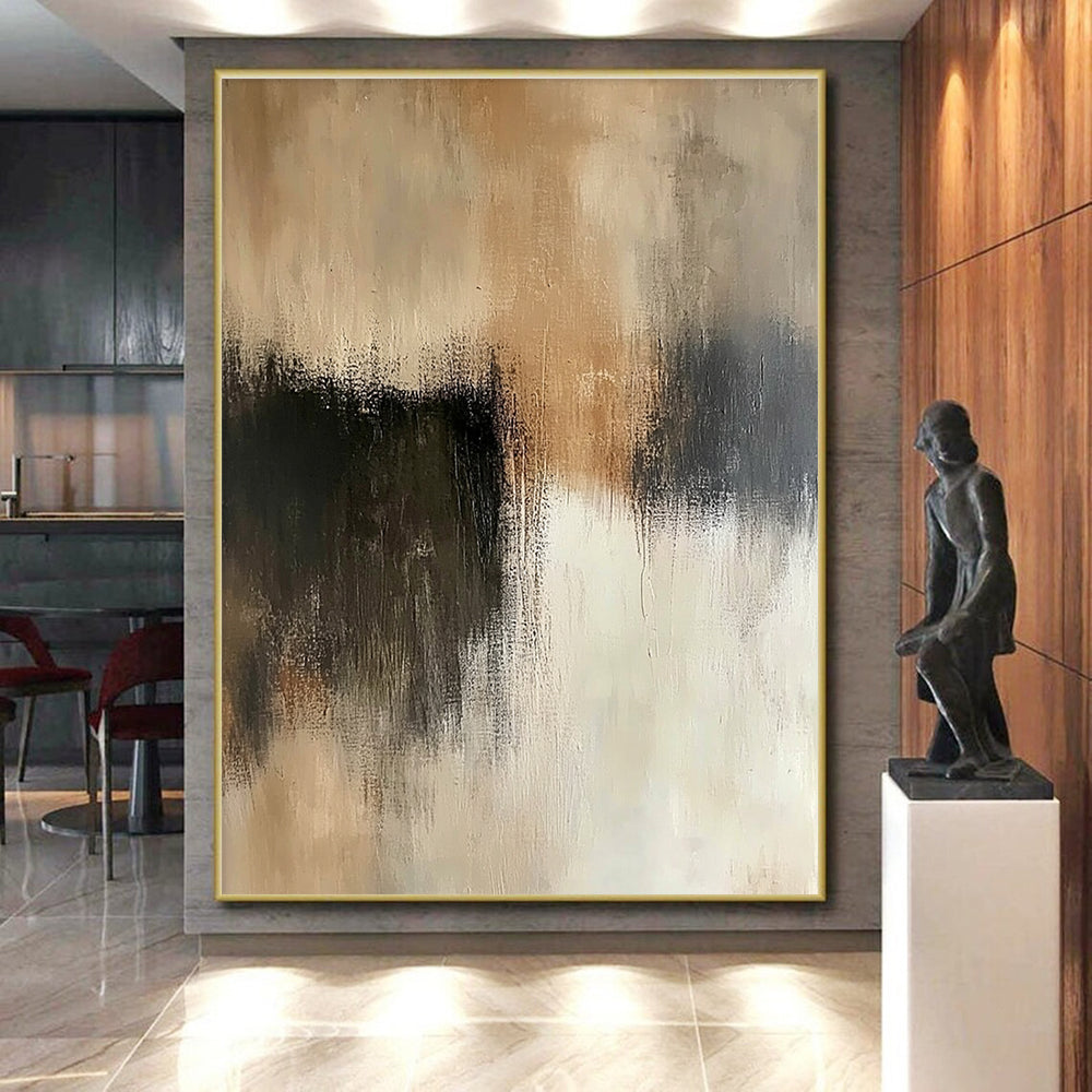 Beige Black Abstract Painting with Quiet Sophistication WINK545