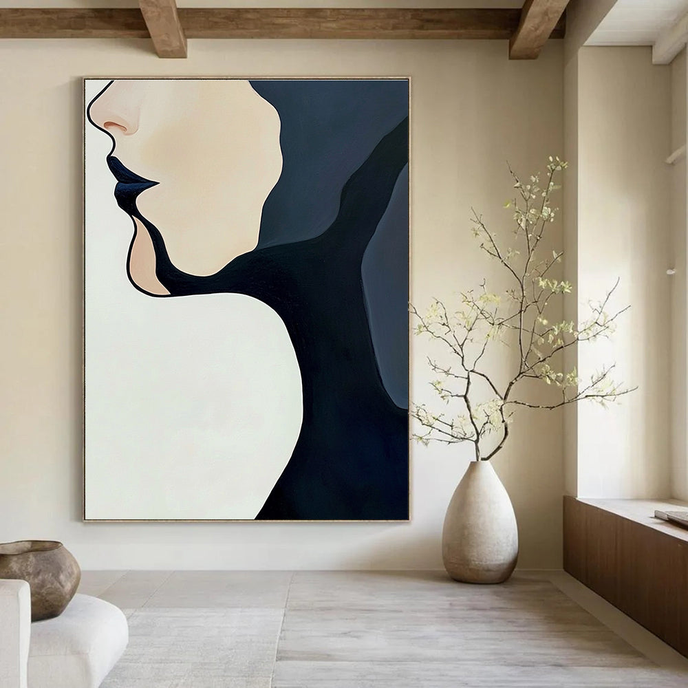 Minimalist Face Profile Abstract Painting with Clean Lines GAB0059