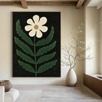 White Flower Minimalist Abstract Painting for Scandinavian - Style Bedrooms GAB1337
