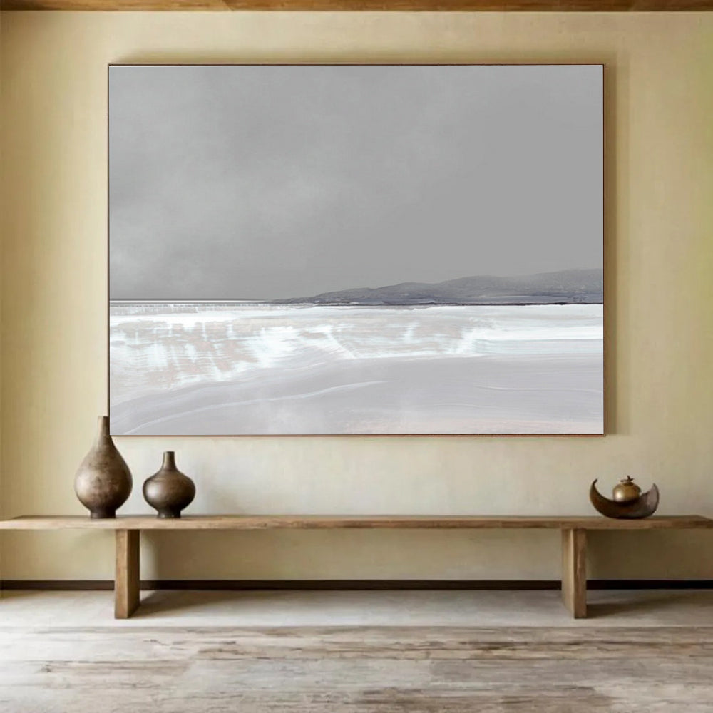 Pale Landscape Abstract Painting for Neutral - Toned Spaces YHT137
