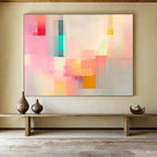 Pastel Color Block Abstract Painting with Soft, Harmonious Beauty ABS460