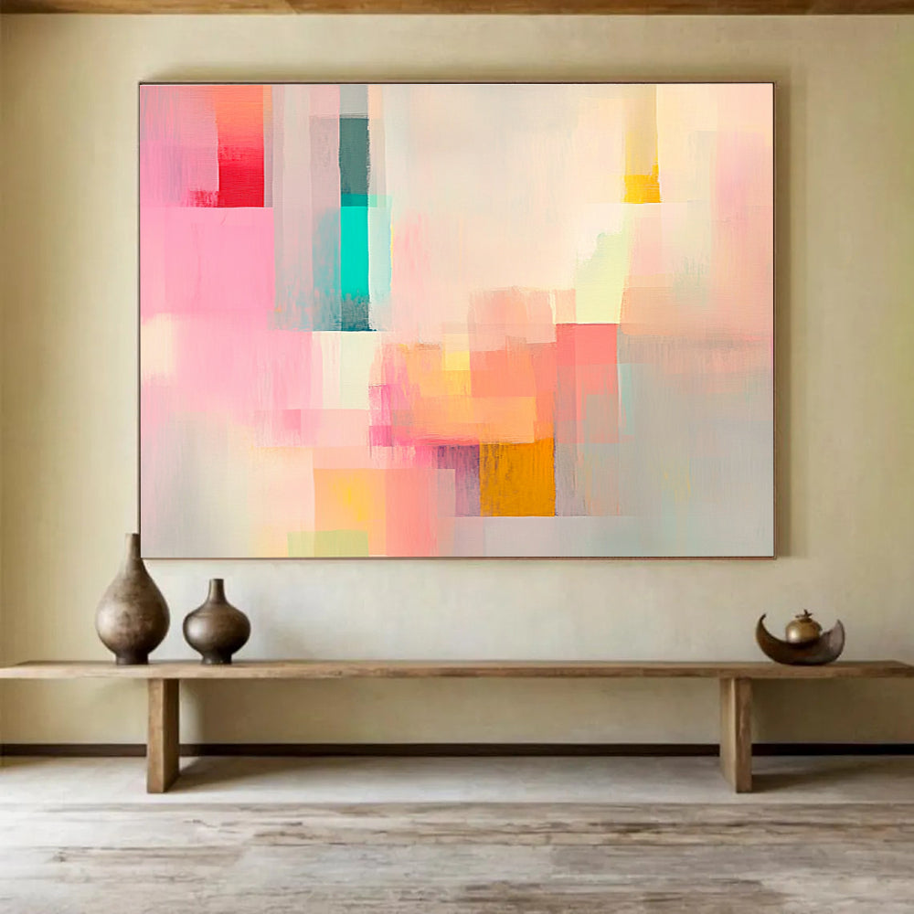 Pastel Color Block Abstract Painting with Soft, Harmonious Beauty ABS460