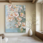 Green Background Floral Textured Abstract Painting for Fresh Spaces GAB1417