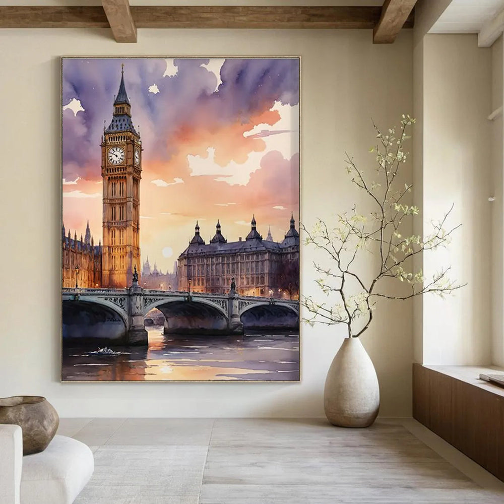 Big Ben Watercolor Abstract Painting for Travel - Themed Cafes HENG091
