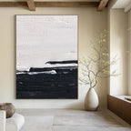 Black - White Horizontal Abstract Painting for Industrial - Chic Lofts HENG402
