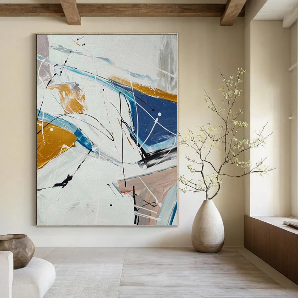 Energetic Abstract Lines Abstract Painting for Advertising Agency Meeting Rooms HENG049