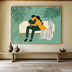 Intimate Couple on Sofa Painting with Warm Cozy Vibes ABS558