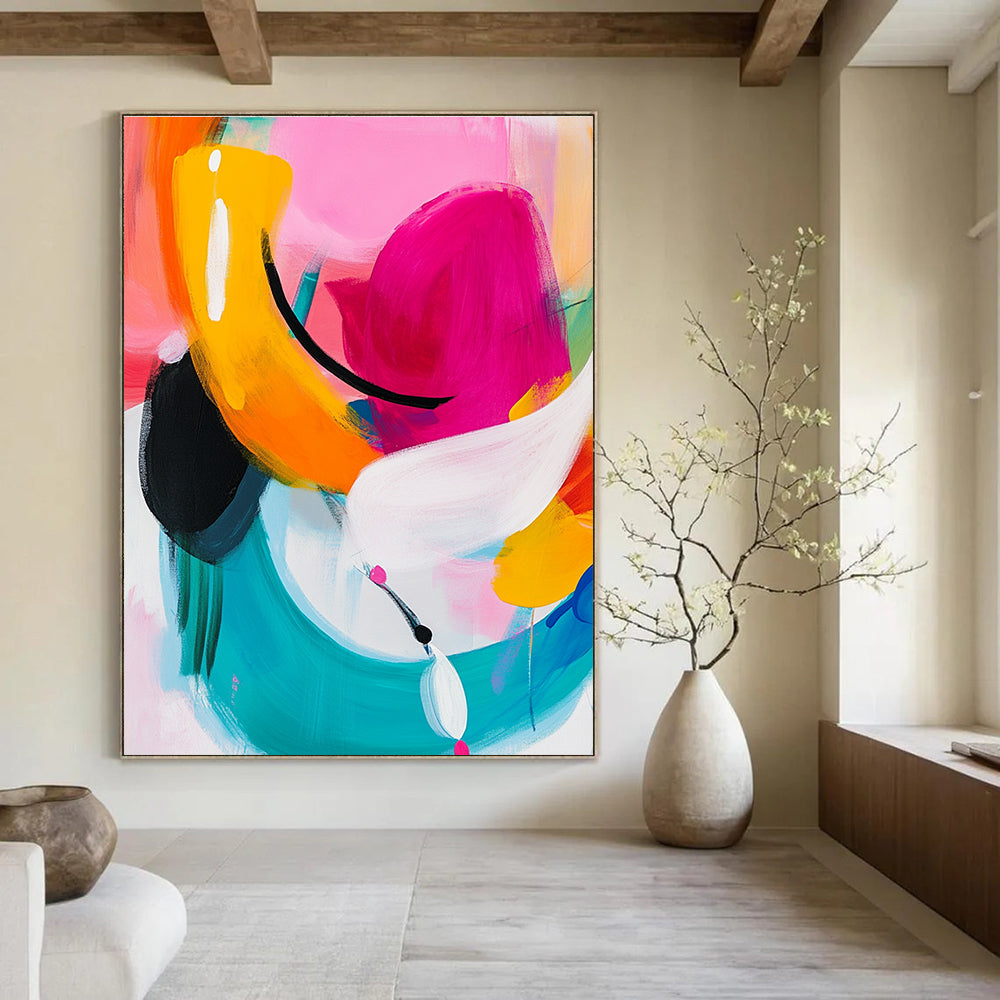 Colorful Curved Abstract Painting for Lively - Themed Playrooms GAB0961