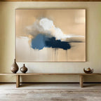 Minimalist Cloud Drift with Dripping Accents Abstract Painting ABS319