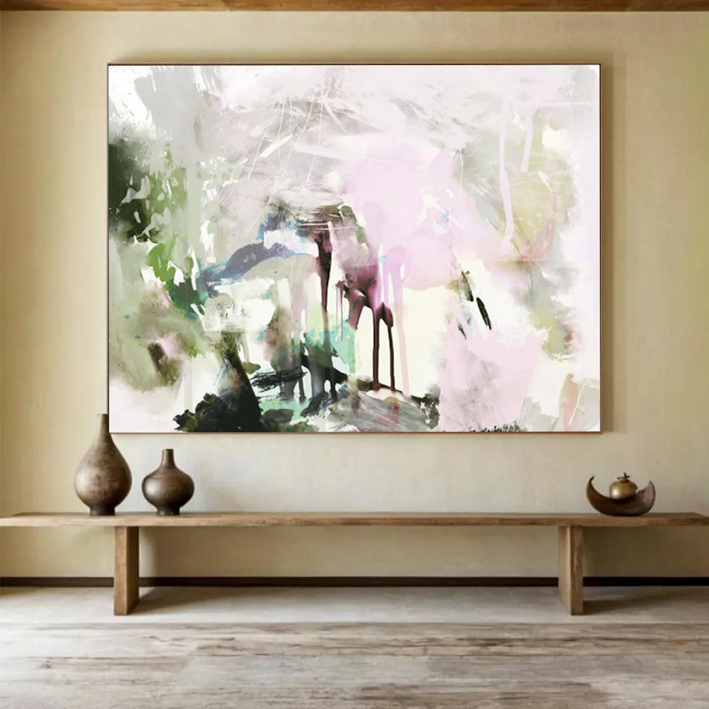 Soft Color Splash Abstract Painting for Serene Bedrooms YHT111