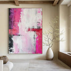 Pink - White Abstract Expression Painting for Feminine Home Studios HENG114