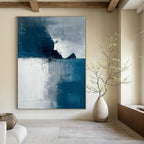 Blue and Gray Abstract Portrait - Introspective Figurative Abstract Art GAB0464