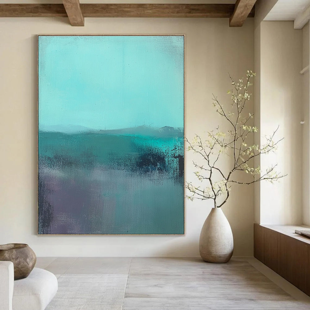 Turquoise Landscape Abstract Painting for Modern - Styled Living Rooms GAB1062