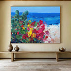 Beach Flowers Abstract Painting for Beachfront Home Living Rooms YHT433