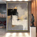 Gray Gold Abstract Minimalism Painting with Sophisticated Tones WINK688