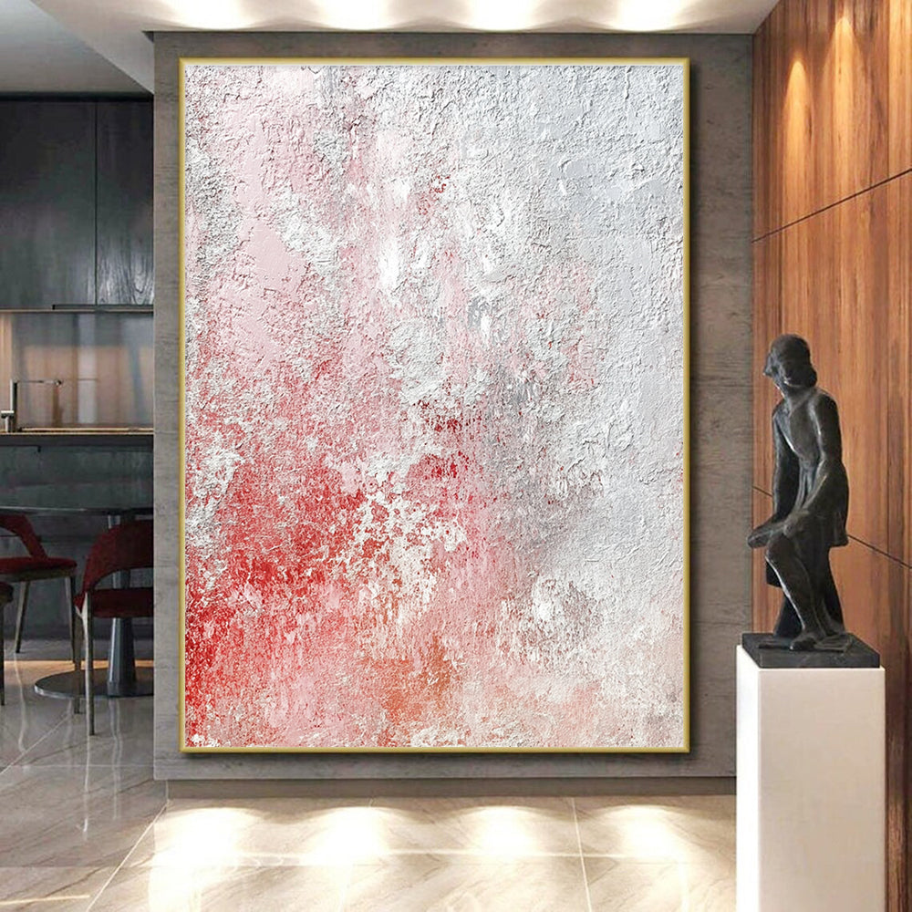 Red and Gray Textured Abstract Painting with Edgy Nuance WINK281