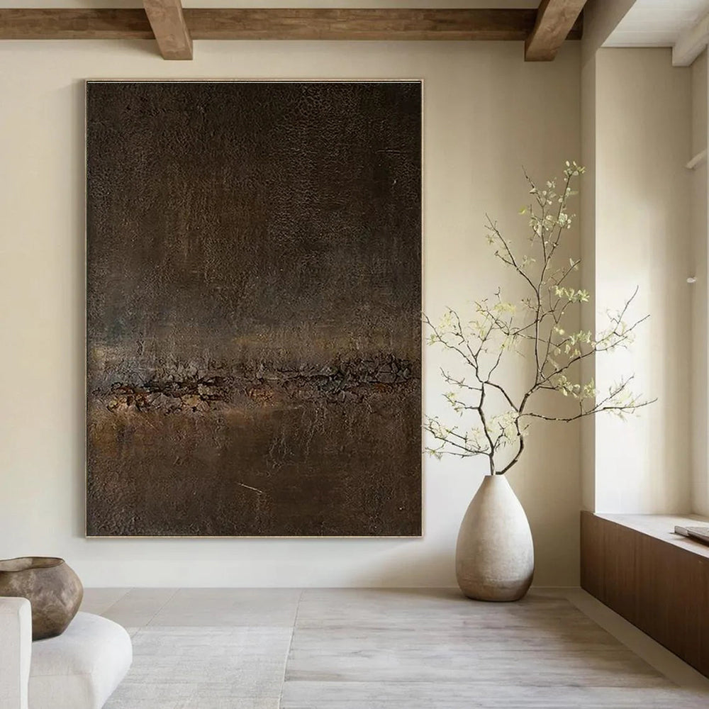 Dark Textured Abstract Painting for Sophisticated Hotel Bars HENG057