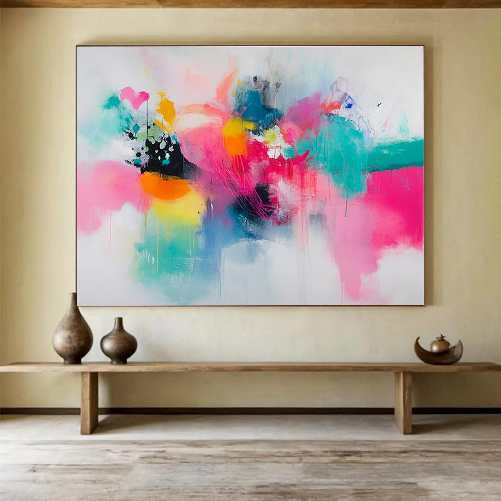 Bold Color Splash Abstract Painting with Dynamic Energetic Hues ABS545