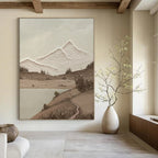 Minimalist Textured Mountain Landscape Abstract Painting for Timeless Spaces HENG268