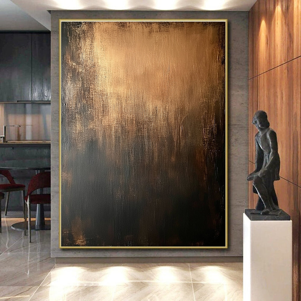 Bronze and Black Gradient Abstract Painting with Rich Depth WINK118