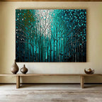 Blue Forest Trees Abstract Painting for Nature - Inspired Offices YHT311