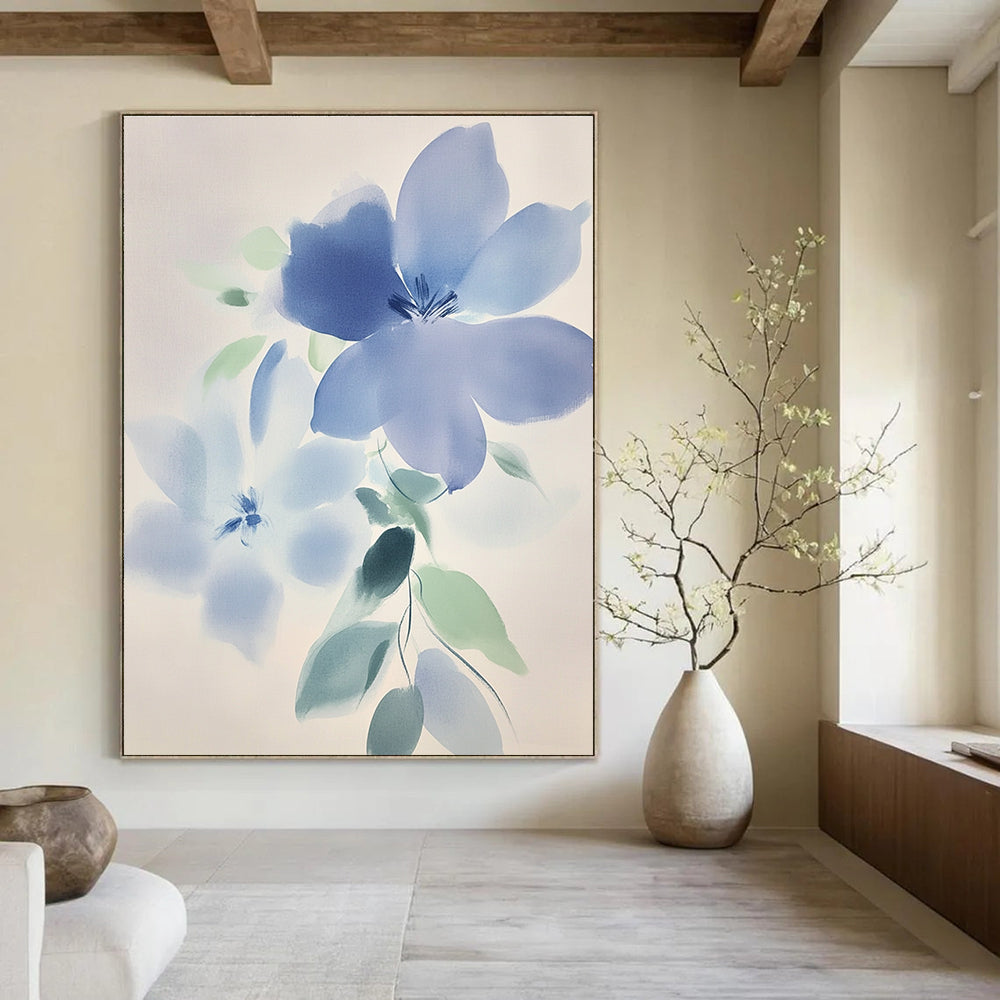 Soft Blue Watercolor Flowers Painting of Delicate Beauty GAB0188
