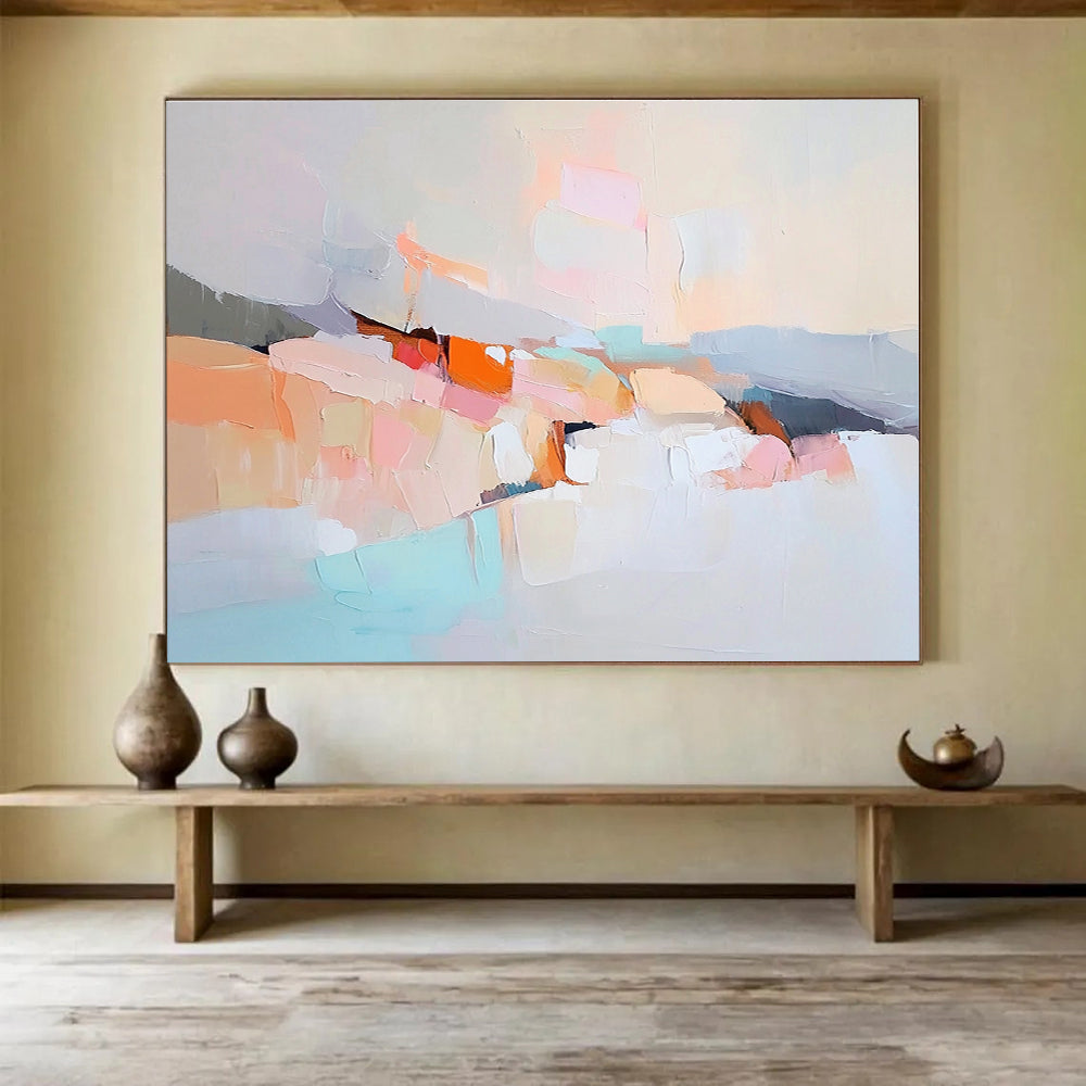 Soft Color Block Abstract Painting with Gentle, Harmonious Tones ABS511