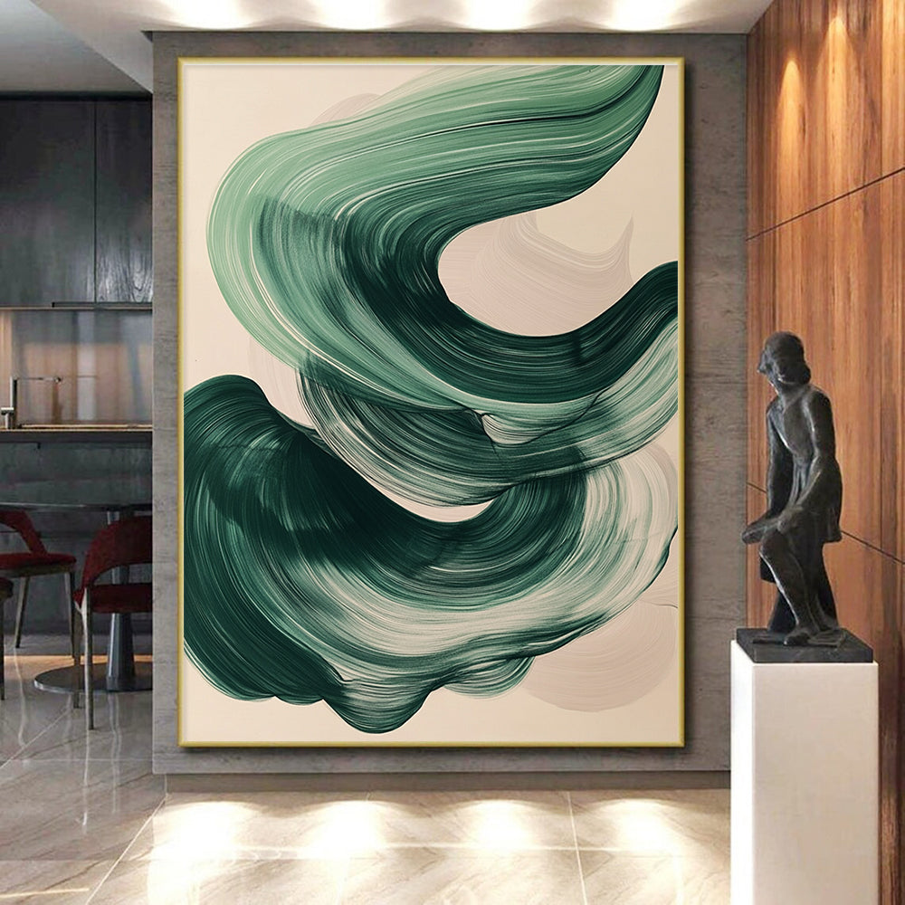 Green Wave Abstract Painting with Calming Rhythm WINK788