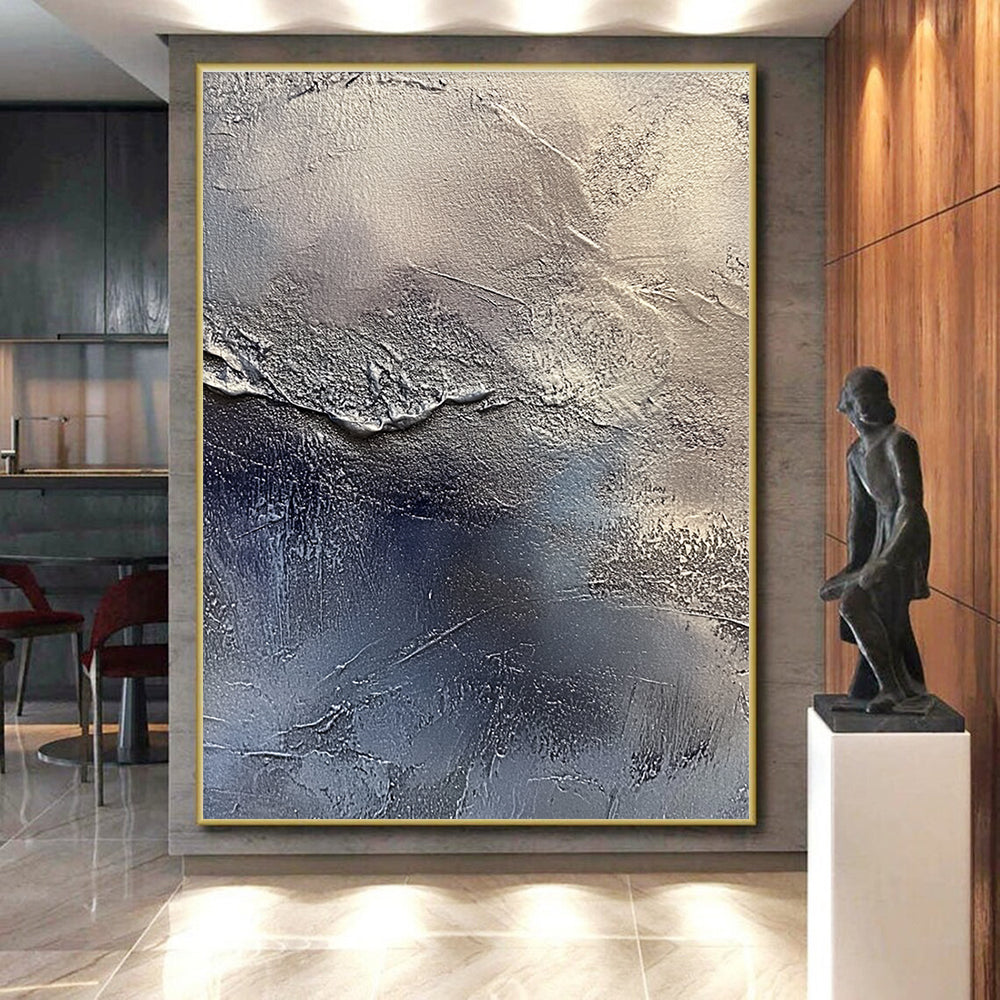 Silver Textured Gradient Painting with Industrial Glamour WINK066